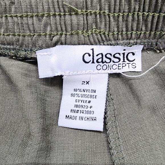 NEW Classic Concepts Pants Womens 2X Green Pull On Wide Leg Drawstring Flowy - Picture 5 of 11